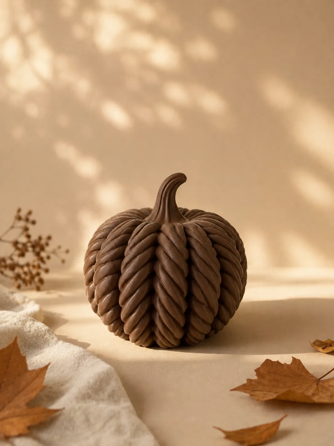 Sculpture de Citrouille Torsadée Marron — Objet déco