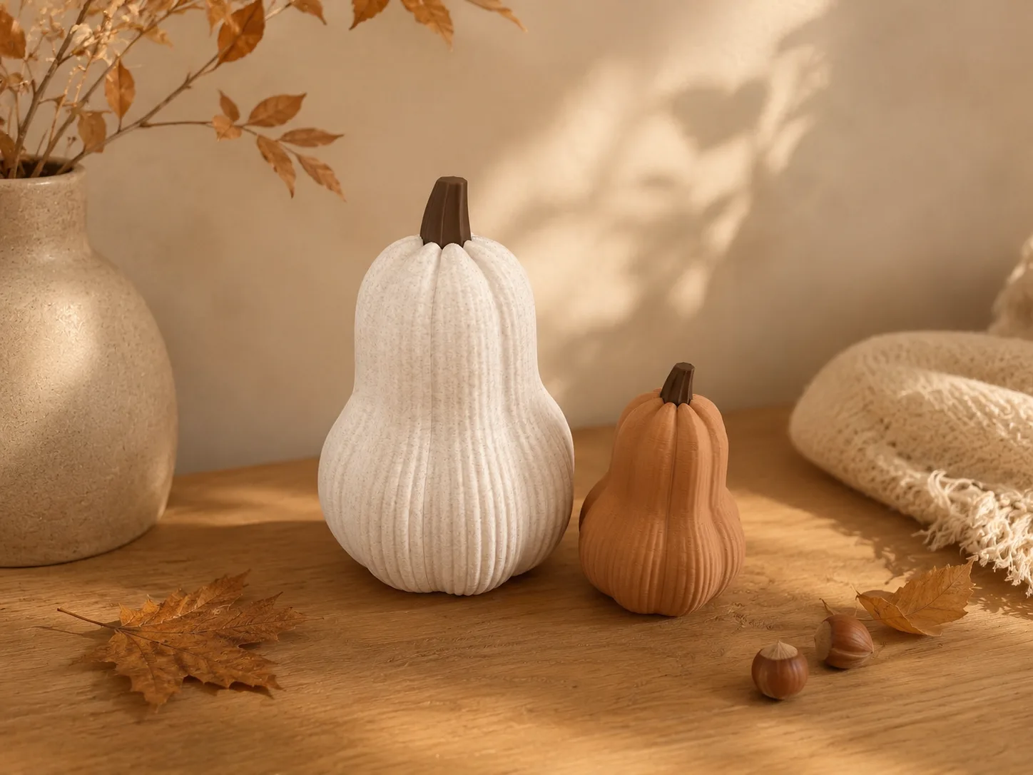 Duo de Courges Sculpturales d'Automne — Objet déco