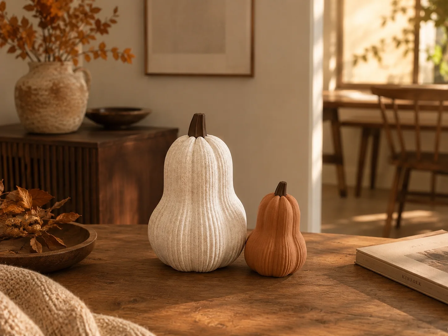 Duo de Courges Sculpturales d'Automne — Objet déco