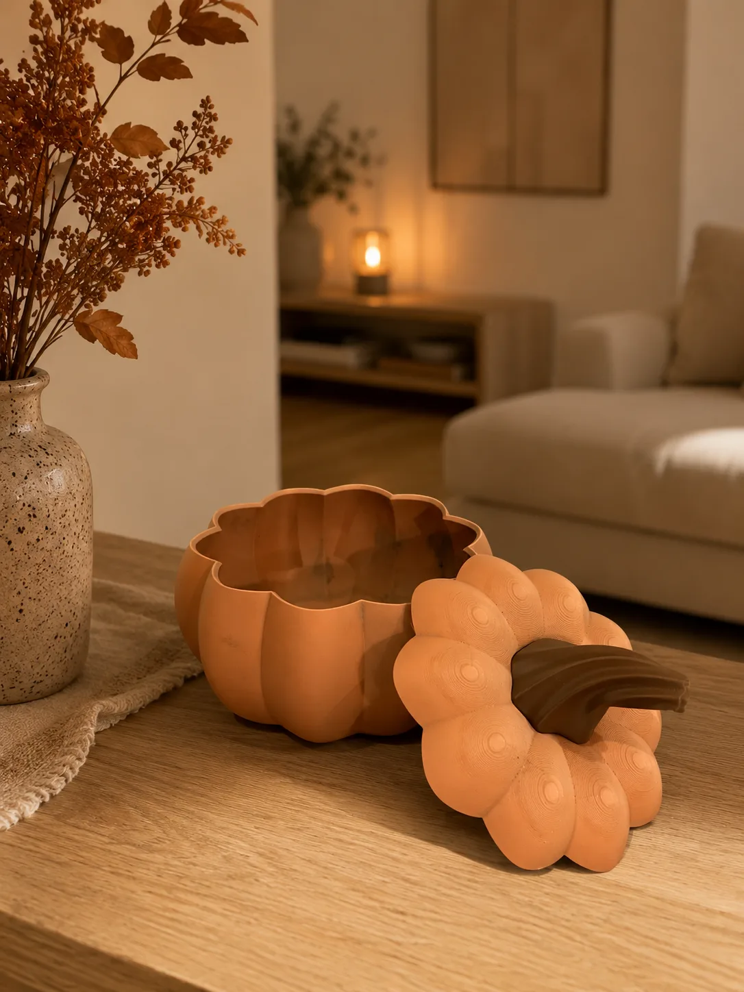 vide-poche citrouille avec couvercle — en situation