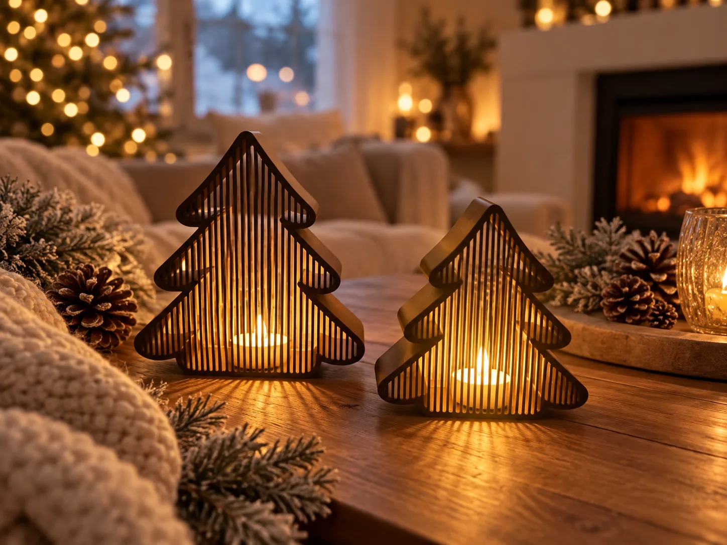 Duo de sapins lignés — Photophores