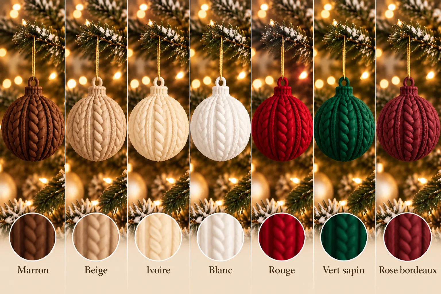 Boule de Noël effet tricotté — les coloris