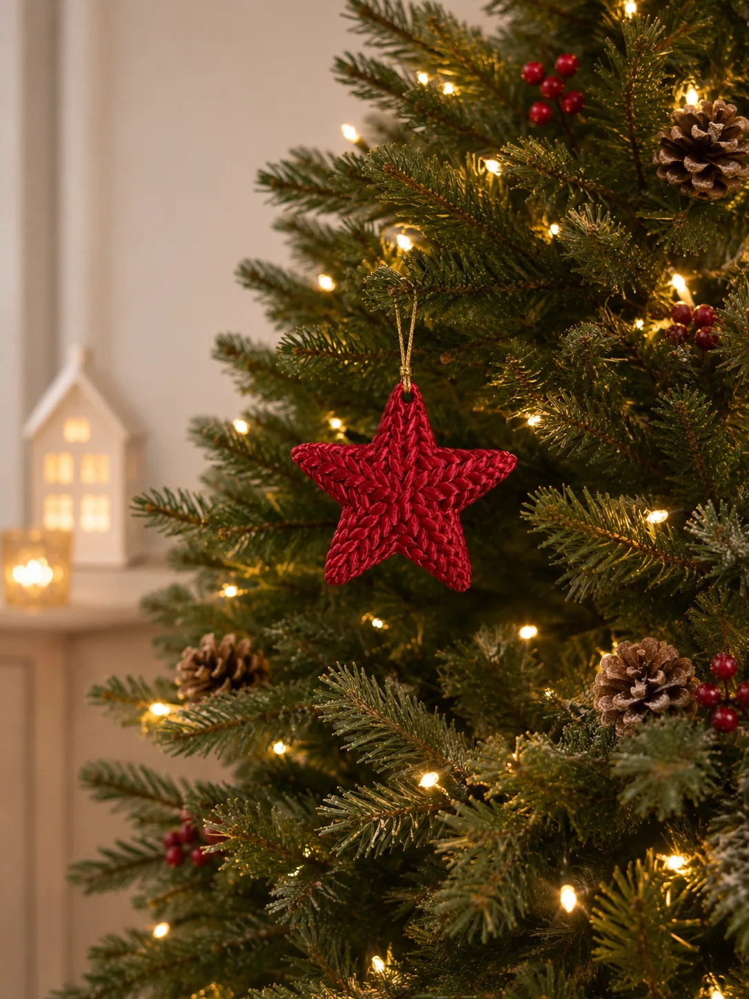 Etoile tricotée — Décoration sapin