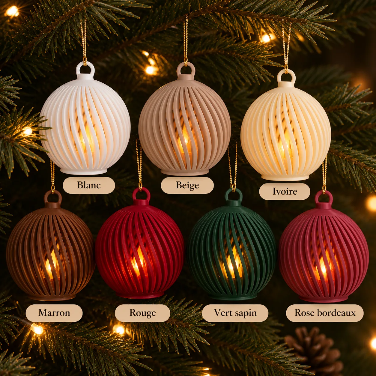 Boule de Noël illuminée — les coloris